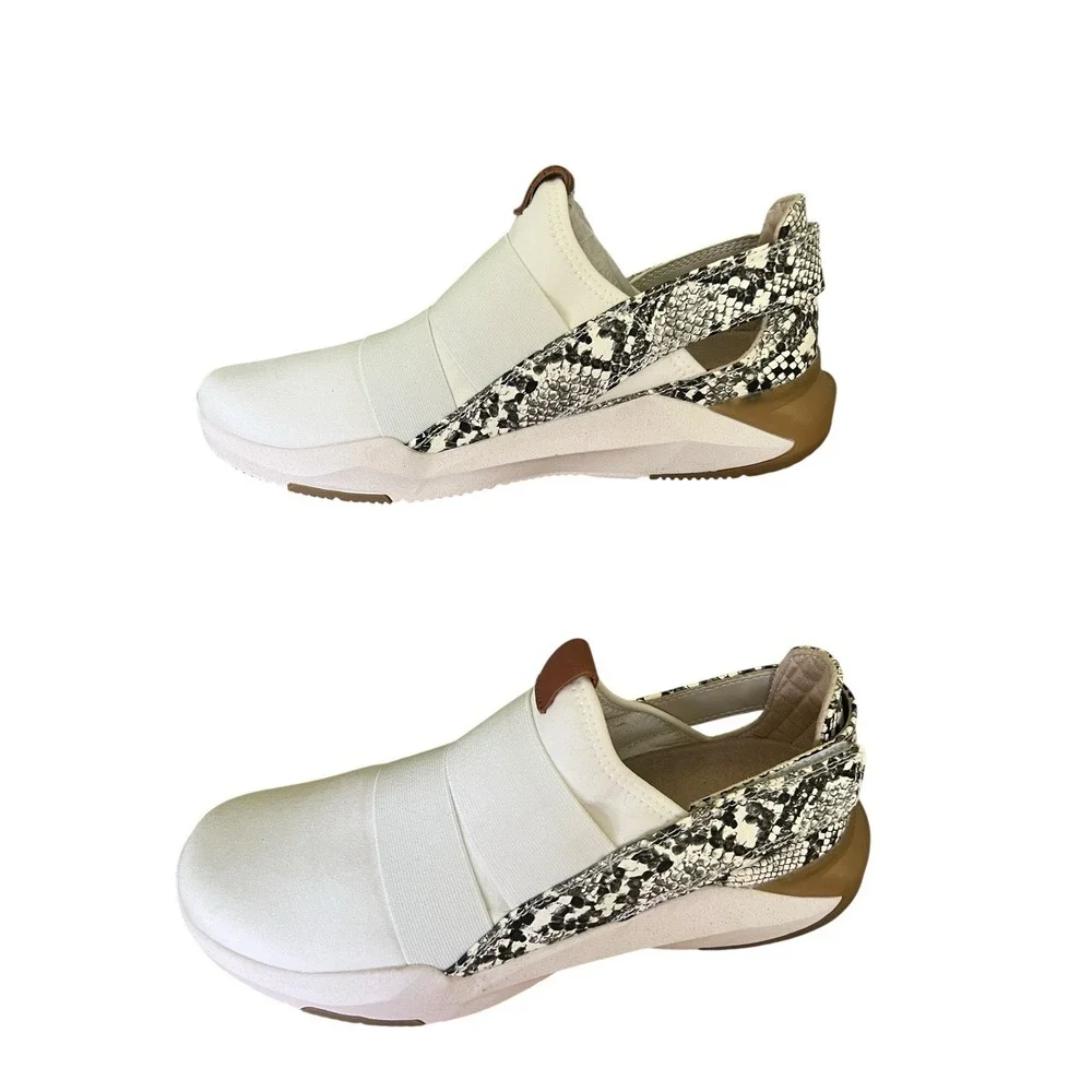Dr. Scholl's Womens Hyped Up White White & Black‎ Snake Sneakers Slip On Size 9M